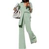 EGSDMNVSQ Donna 2 Pezzi Camicia a Pieghe Maniche Lunghe Risvolto con Bottoni + Pantaloni Lunghi Y2K Tuta Tinta Unita Completo Elegante Streetwear Set
