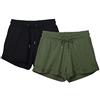 icyzone Pantaloncini da Donna Palestra Cotone Alta Vita, Shorts Donna Sportivi con Tasche Pantaloni Corti per Corsa Running Fitness（Confezione da 2） (M,Nero/Verde)
