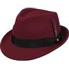 Stetson Elkader Cappello Trilby Donna/Uomo - da Uomo Fedora con Nastro in Grosgrain Estate/Inverno - L (58-59 cm) Rosso Scuro