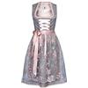 Alpenmärchen ALM566 - Dirndl con gonna al ginocchio e grembiule in pizzo, taglia 32-54 grigio. 42
