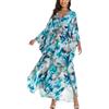 L-Peach Vestito estivo da donna lungo con stampa etnica da spiaggia Kimono Maxi Caftano Copricostume, Taglia unica