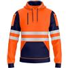 NOROZE Felpa da Uomo Hi-Viz con Cappuccio e Nastro Riflettente Grigio ad Alta visibilità Cappotto di Sicurezza con 4 Zip Utility Phone & Gadget Tasche Felpa (XL, Stile 4: Arancia Fluo/Blu Marino)