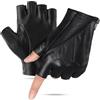 GSG SINCE 1998 Guanti da Guida da Uomo in Vera Pelle - Guanti Senza Dita Fingerless per Moto, Ciclismo e Palestra Nero-blu XL