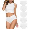 Wealurre Mutandine da donna in cotone a vita alta con sezione C intimo da donna a copertura completa mutandine per il controllo della pancia mutandine mutande multipack 5, Colore: blu/grigio., XL