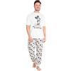 Disney Pigiama Uomo Cotone Lungo, Pigiama Due Pezzi Topolino (Bianco/Multicolore, XXL)