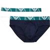 Emporio Armani Confezione da 2 Lettere Bold Monogram Slip, Bianco/Navy Blu, M Uomo