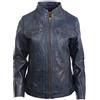 Aviatrix Giacca da motociclista da donna super morbida in vera pelle (OBFQ), blu navy, XL