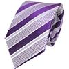TigerTie Designer Cravatta di seta viola lilla argento a righe - Cravatta di seta