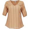 GURU SHOP Camicetta leggera in cotone a righe con scollo a V, da donna, in cotone, Sidro, 48