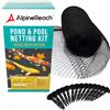 AlpineReach Kit di rete per laghetto Koi 4,5 m x 4,5 m, nero, resistente, in tessuto a rete fine, per foglie, protegge i pesci Koi da aironi azzurri, gatti, predatori, protezione UV, riutilizzabile e