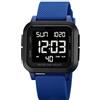 BIEWO Orologio da uomo, quadrato, luminoso, impermeabile, in acciaio inox, elettronico, per studenti e adulti, Blu-B, Moderno