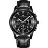 RORIOS Orologio da Uomo Orologio Luminosi Orologio Analogico al Quarzo con Cinturino in Pelle Calendario Orologi da Polso per Uomo