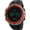 FeiWen Fashion Uomo Multifunzione Outdoor Militare Plastica Cassa e Gomma Banda 5ATM Impermeabili Doppio Tempo LED Digitali Orologio da Polso Sportivi Orologi Allarme