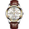 RORIOS Orologio da Uomo Orologio Luminosi Orologio Analogico al Quarzo con Cinturino in Pelle Calendario Orologi da Polso per Uomo