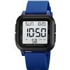 BIEWO Orologio da uomo, quadrato, luminoso, impermeabile, in acciaio inox, elettronico, per studenti e adulti, Blue-donna, Moderno