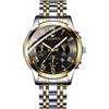 RORIOS Orologio da Uomo Orologio Luminosi Orologio Analogico al Quarzo con Cinturino in Acciaio Inox Calendario Orologi da Polso per Uomo