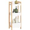 SoBuy Mobiletto Bagno Salvaspazio con 3 Ripiani Robusti - Mensole per Bagno Stretto, Armadietto in MDF fino a 30kg bianco/rovere per piccoli bagni 28x20x74cm FRG226-WN