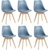 BenyLed - Set di 6 sedie da sala da pranzo scandinave moderne con seduta imbottita e gambe in legno di faggio, ideali per sala da pranzo, cucina, soggiorno, camera da letto, colore: blu scuro