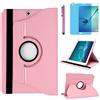 R.SHENGTE Custodia per Samsung Galaxy Tab A 9.7 pollici 2015 (SM-P550 SM-T550 SM-T555) - Rotazione di 360 gradi Custodia protettiva completa per supporto,Con Penna Stilo, Pellicola Per Schermo (Pink)