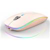 Uiosmuph G12 Mouse Wireless, LED Silenzioso Mouse Senza Fili, Rosa carne | 2.4GHz, Ricaricabile via USB-C, Portatile e Compatto, adattatore Type-C, 1600DPI, indicatore batteria, per PC/Mac/Chromebook