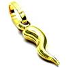 PEGASO GIOIELLI - Ciondolo Oro Giallo 18kt (750) Pendente Piccolo Corno Cornetto Lucido Mini Portafortuna Uomo Donna Bambini