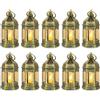 Romadedi Set di 10 mini lanterne dorate per matrimoni, set di 10 mini lanterne da appendere con luce LED per feste, Natale, Ramadan, giardino, balcone, esterno orientale