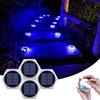 YiLaie Segnapasso 20 Leds Esterno Solare, 10cm Luci Esagonali da Giardino con Adesivo Luce 360°, Faretti Solari a Pavimento IP68 Calpestabili per Viale, Camminamento, Scale, Luce Blu (4 Pezzi)
