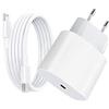 Unique Secure Certificato Apple MFi: caricatore da parete USB C da 20 W con cavo USB C da 1 m da USB C a Lightning 6.6 Feet USB-C PD 3.0 Fast Charger, bianco 001, JBB-778