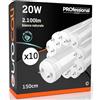 Eurocali Tubo LED 150 cm 20W in VETRO 2100 lumen Bianco Naturale 4000K - Sostituzione Neon T8 - Pacco da 10 tubi