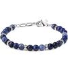 GAVU Bracciale da Uomo in Acciaio Inossidabile con Perline di Cristallo di Sodalite Blu