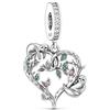 MariaFonte Charm New 2025 Compatibile Tutte Marche Cuore Albero Rami Foglie Bradipo Compleanno Anniversario Ciondoli Originale Argento 925 Mamma Bead Portafortuna Natale Zirconia Verde Rosa