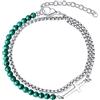GAVU Bracciale Croce da Uomo Multistrato con Perle e Cristalli Naturali e Catena in Acciaio Inossidabile, Bracciale da Uomo con Charm Croce, Malachite, Howlite, Onice Opaco