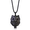 COAI Collana con Pendente Gufo in Pietre Naturali Ossidiana Dorata/Occhio di Tigre, Collana con Ciondolo Unisex Laccio Regolabile