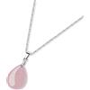 GAVU Collana da Donna in Argento Placcato Rodio con Ciondolo Goccia di Quarzo Rosa