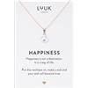 LUUK LIFESTYLE Collana con Ciondolo Perla in Acciaio Inossidabile e carta Regalo HAPPINESS, Gioielli Donna, Amicizia, Idea Regali per Lei, Ragazza, Madre, Portafortuna, Oro rosa (50cm c.)
