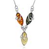 Copal Collana Con Catena In Argento E Pendente A Goccia Di Ambra Baltica Multicolore