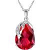 VONSSY Collana con pietre preziose di Birthstone rosso rubino Collana con ciondolo in cristallo a forma di cuore Ciondolo con smeraldo arco ovale rettangolare