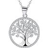 J.MUEN Collana Donna Argento 925 Collana Albero Della Vita con Scatola Regalo-Gioielli Regalo (Argento)