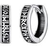FaithHeart Uomo Donna Orecchini Cerchio di Rune Vichinghe Rune Celtiche Orecchini Cerchio Argento 925 / Acciaio Inox Antiallergico con Onice Gioielli Amuleto Nordico