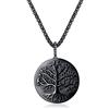 COAI Collana in Acciaio Inox con Pendente Albero della Vita in Ossidiana 50cm