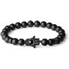 COAI Bracciale Mano di Fatima Unisex con Perle di Onice Opaco