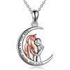 YFN - Collana con ciondolo a forma di cuore con motivo ragazza che abbraccia un cavallo, in argento Sterling 925, idea regalo per donne e ragazze
