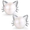 jiamiaoi Orecchini Gatto Orecchini Gatto Perla Argento Gioielli Con Gatti Orecchino Bambina Zampa Gatti da Donna
