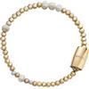 Breil, Collezione Magnetica System, Bracciale da Donna Small Planets, in Acciaio IP Gold Lucido, con 7 Perle Naturali di Acqua Dolce, Pratica Chiusura con Magnete, Colore Gold, Misura 19,5 Cm