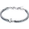 GAVU Bracciale da Uomo con Perline di Ematite e Amuleto Ancora di Acciaio Inossidabile, Bracciale Estivo da Uomo
