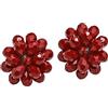 AeraVida abbagliante rosso profondo crisantemo floreale clip di cristallo sugli orecchini