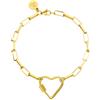 Purelei Bracciale Palekana Heart (oro, argento, oro rosa), Bracciale donna in acciaio inossidabile con ciondolo a forma di cuore, Gioielli durevoli, Lunghezza regolabile 19 cm (Oro)