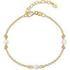 Amberta Bracciale con Perle per Donna in Argento Sterling 925: Bracciale Oro con Perle di Fiume 4-5 mm