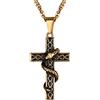 PROSTEEL Collana Crocifissa Serpente Satana Satanismo con Catena Regolabile, in Acciaio Inossidabile 316L Placcato Oro, Omaggio Confezione Regalo, Oro