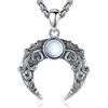 CELESTIA Luna Collana con Pietra di Luna Ciondolo Donna Argento 925 Celtico Collana Spirituale Gioielli Wicca Regalo Strega Stregoneria Grimorio Pagani